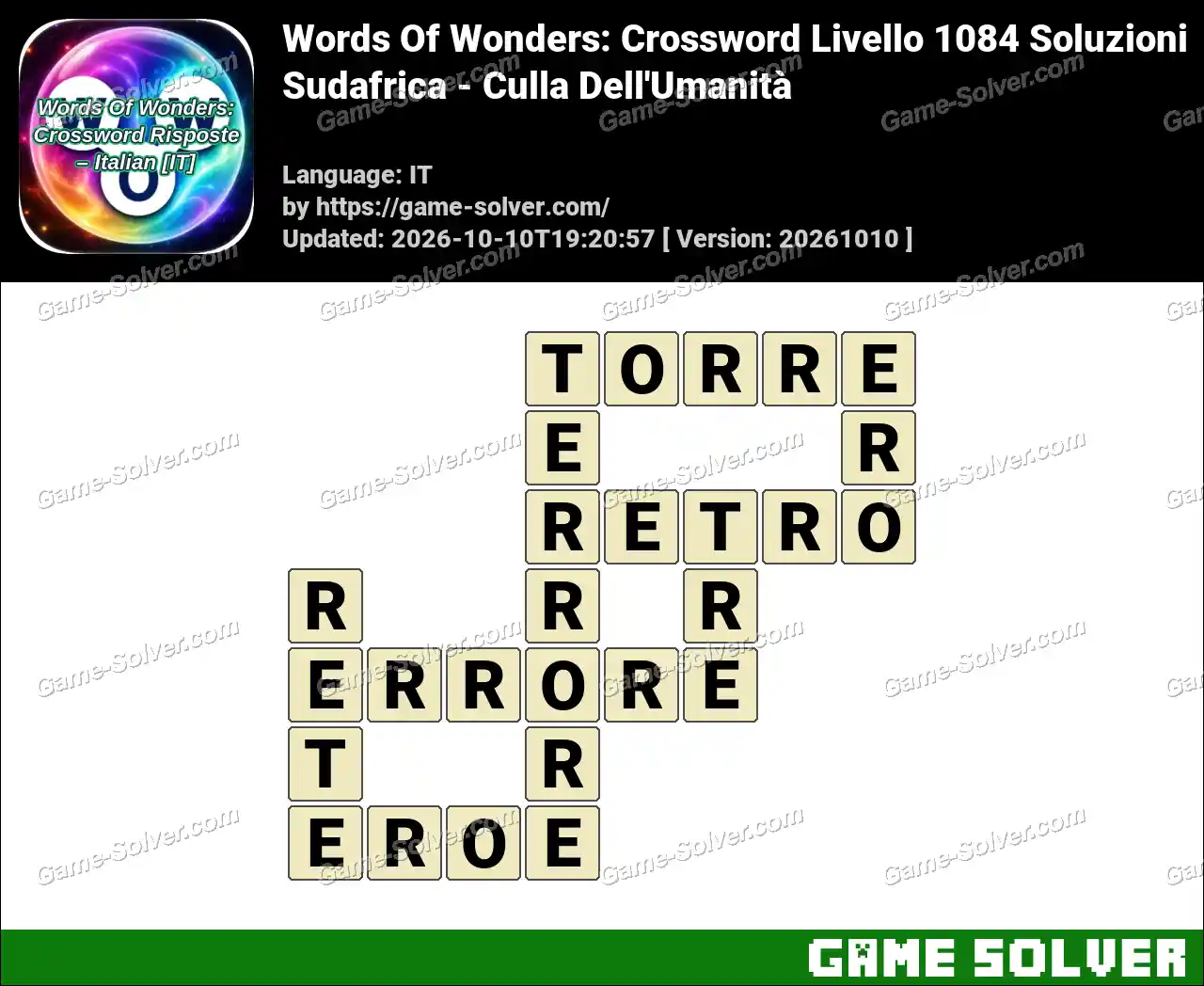 Words Of Wonders: Crossword Livello 1084 Soluzioni – Sudafrica – Culla Dell’Umanità